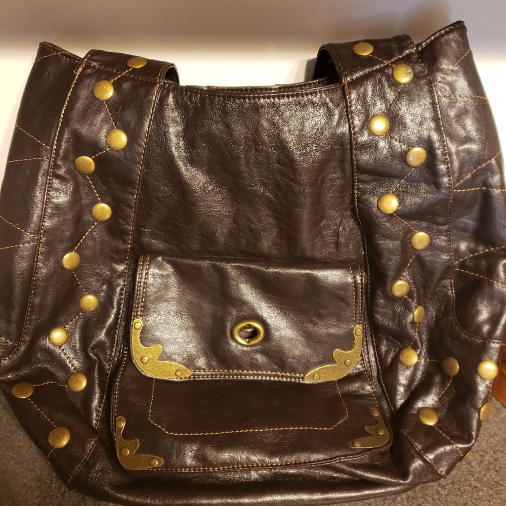 Soft leather studded bag